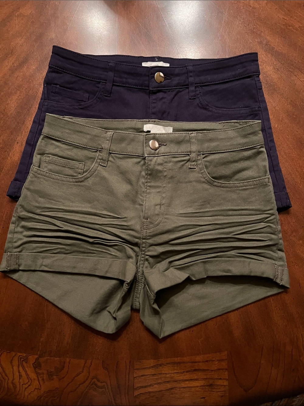 H&M Olive Green and Navy Blue Women's Shorts - 2-Pack